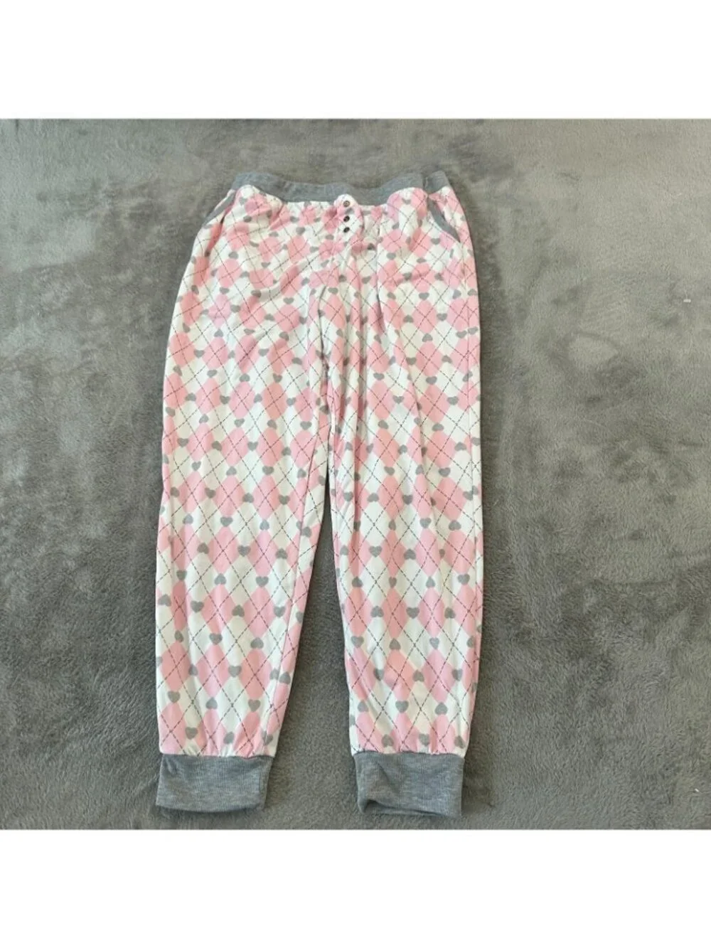 CuddlDuds Cuddl Duds Pajamas Set Pink Hearts Women's MEDIUM Pants Shirt